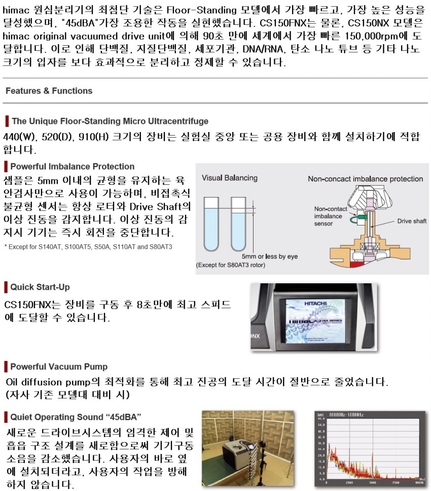 HIMAC, Micro Ultracentrifuge CS150/120FNX Series > HITACHI 나노포스